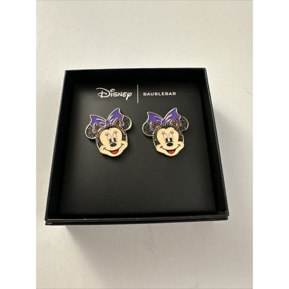 New Disney Baublebar Minnie Mouse earrings  Purple Bow Devil Ears D37 - Picture 1 of 1